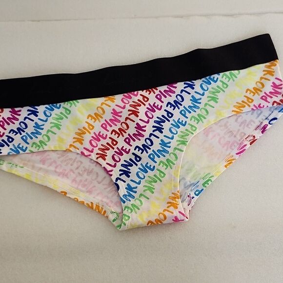 VICTORIA'S SECRET PINK Panty Bundle Rainbow Logo Hipster + Salmon Cheeky Large - Picture 3 of 7